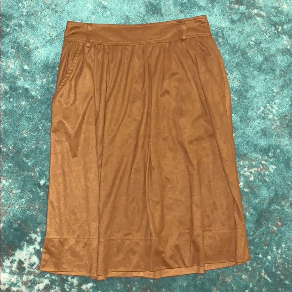 Faux suede peasant skirt with pockets